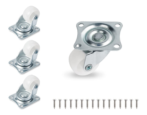 1" Low Profile Caster Wheels Set of 4, No Noise Casters for Furniture, 360 Degree Top Plate
