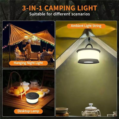 3 1 19 30s 32.8 TOHETO Camping String Lights, in Upgraded Retractable RGB Outdoor String Lights with Lighting Modes