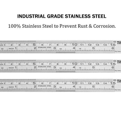 ZZTX Ruler Metal Straight Edge Ruler, Stainless Steel 6 Inch Ruler Set, 2 Pack
