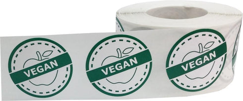 Vegan Food Rotation Labels - 1.25 Inch Round Circle Dots, 500 Adhesive Stickers