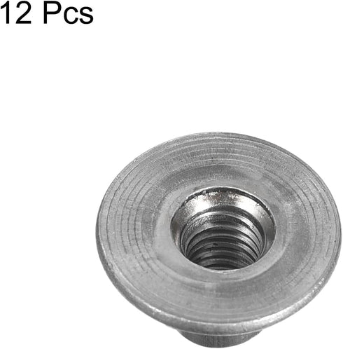uxcell M6 12pcs, 6mm Carbon Steel Tee Nuts - Height, Round Base Weld Nuts With Through Hole Flange Insert Female Thread