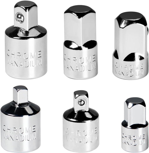 Auniwaig Socket Adapter and Reducer Set 6pcs, 1/4" 3/8" 1/2" SAE Drive