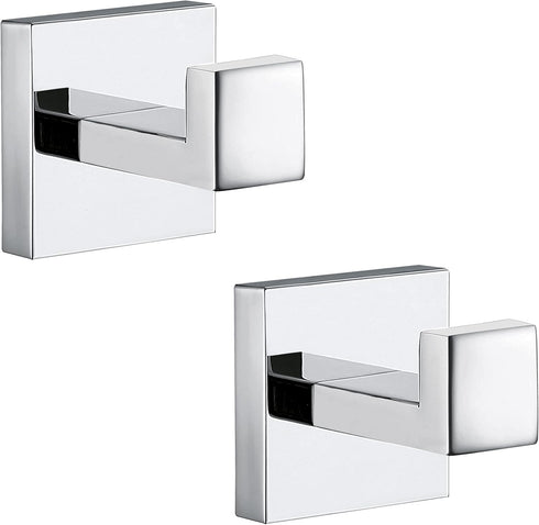 Towel Hooks for Bathrooms, Polished Chrome Heavy Duty Coat Hook for Kitchen and Bathroom, 2 Pack