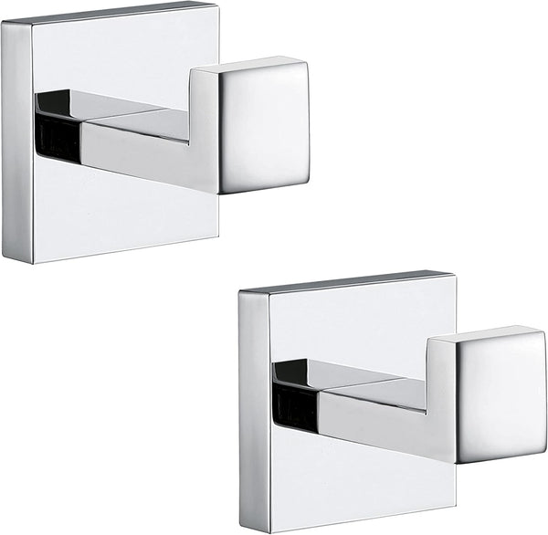 Towel Hooks for Bathrooms, Polished Chrome Heavy Duty Coat Hook for Kitchen and Bathroom, 2 Pack