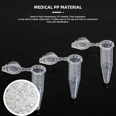 Microcentrifuge Tubes - 1.5ml PCR Tube with Snap Cap, 500 Pcs