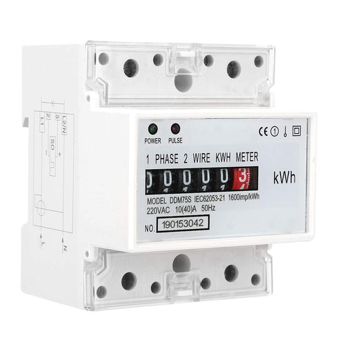 4P LED Single Phase Two Wire Energy Meter, Din Rail Voltmeter Ammeter Kwh Multimeter for Electricity Power