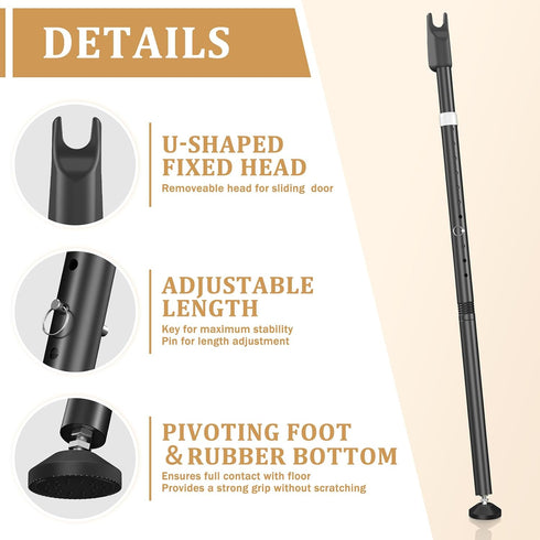 CZMIYRPY 2-in-1 Security2Pack Sliding Door Security Bar and Sliding Glass Door Stoppers Security for Patio, Home, Hotel