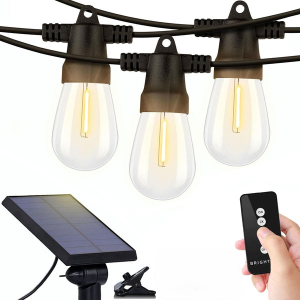 Brightech Ambience Pro Solar Powered Outdoor String Lights, 27ft Remote Control Commercial