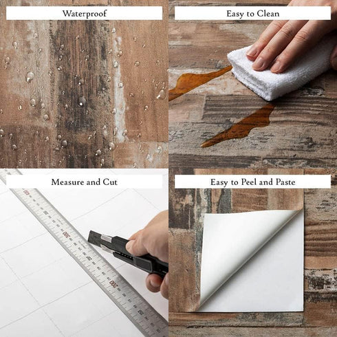 (24" 78", Very Berry Sticker Wood Panel Peel and Stick Wallpaper x Light Texture, Dark Wood) Waterproof and Easy