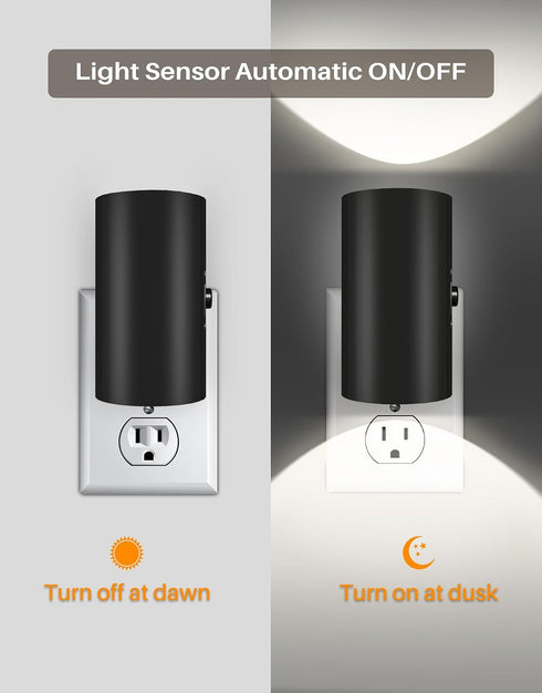 0-100LM 5000K 2Pcs Dimmable Night Lights Plug into Wall, LED Plug in Night Light with Light Sensor, Adjustable