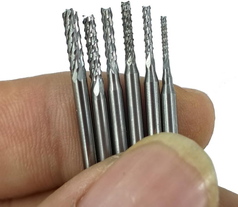 ?????? ???? 6 Pcs Cylinder Shape Aluminum Cutting Burr, 3/32'' Shank Miniature Carving File, Tungsten Carbide