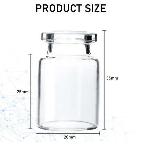 50 Pack 5ml Sealed Sample Vials - Transparent Glass Vials with Self-Healing Injection Port