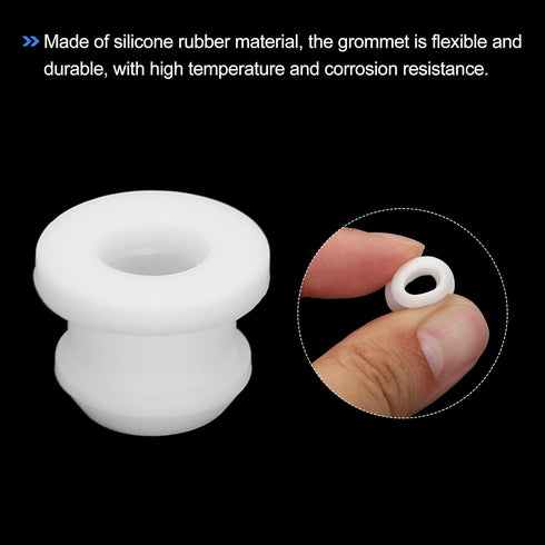 MECCANIXITY 10Pcs Snap Rubber Grommet Plug Mount, Dia 9.5mm ID 6.5mm Seal for Electrical Box Cable Pipe White