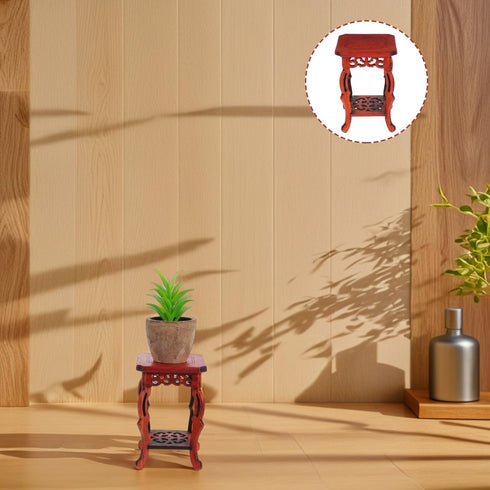100% Garneck Wood Plant Stand Unique Design Small Decorative Pedestal Base for Indoor Plants Natural Wood for Home