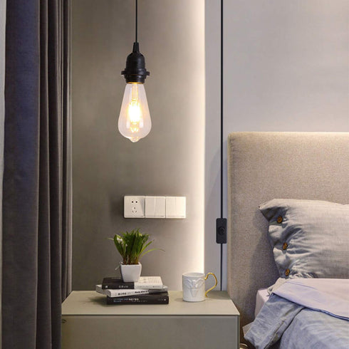 2-Pack 15 E26 E27 HESSION Feet Plug in Pendant Light, Black Extension Hanging Lantern Cord Cable with in-Line On/Off