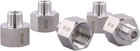 Forged Reducer Adapter Fitting, Stainless Steel 304 Reducing Pipe Connector, 1" NPT Female x 1/2" NPT Male, Pack of 5