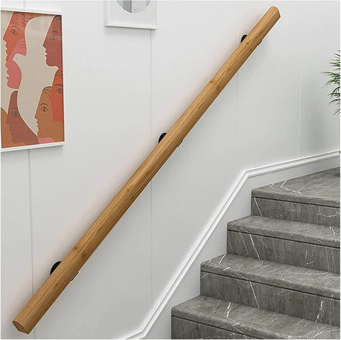 ALDEPO 1Ft-20Ft Non-Slip,2.6Ft Grab Bars Handrails Wooden - Complete Kit, Professional Corridor Non-Slip Stair Railings