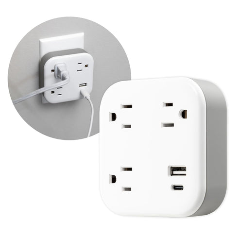 GE UltraPro 3-Outlet Surge Tap with USB, Outlet Extender, 1 USB-A, 1 USB-C, Adapter Spaced for Home or Office