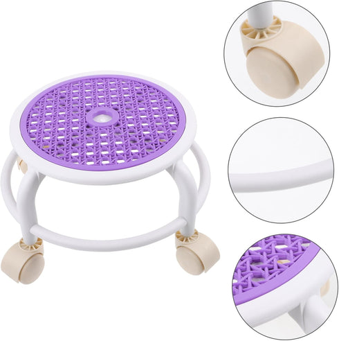 Happyyami Salon Equipment Rolling Chair Small Casters Low Height Stool for Office Foot Rest Under Desk Foot Stool