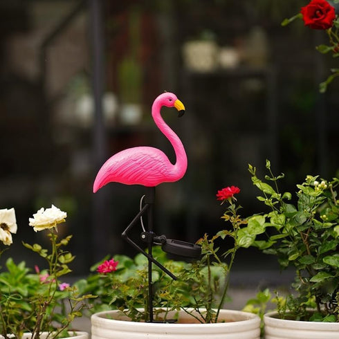 Waterproof Solar Flamingo Garden Light, Durable Blow Molded Flamingo Shape with Removable Ground Plug