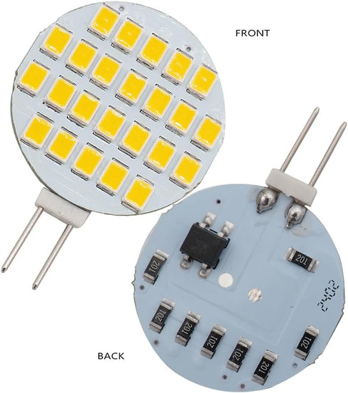 GRV G4 Bi Pin Base Halogen Replacement Bulb, 24-2835SMD LED, Super Bright, DC12V Dimmable, Warm White, Pack of 20