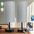 Yarra-Decor Bedside Lamps with USB Port - Touch Control Table Lamp Set of 2, Round Grey Fabric Shade