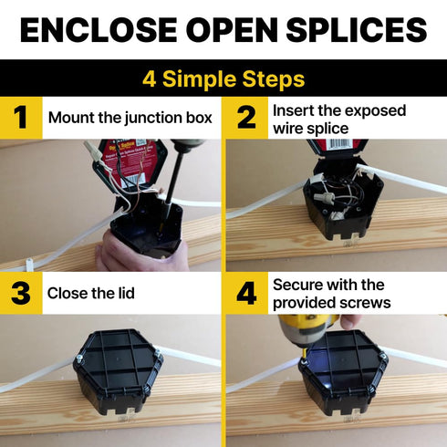 Rack-A-Tiers Open Splice Junction Box, One-Piece Splice Box for Electrical Junctions