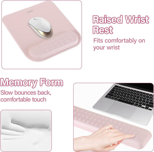 MOSISO Computer Keyboard Stand, Wrist Rest & Mouse Pad Set, Ergonomic Massage Keyboard Wrist Rest for Office Home
