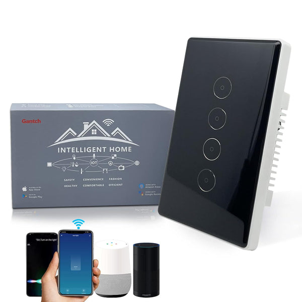 WiFi Brilliant Glass Touch Smart Light Switch, Zigbee 3.0 Light Switch, Works with Alexa and Google Home