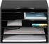 Navaris Bamboo Desk File Organizer, Paper Tray Letter Storage with 4 Adjustable Shelves, Desktop Inbox Trays, Black