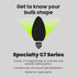BP7C7/827/LED/4 0.6W 7W 30 C7 Bulb, 2.1" 0.9" 2700K 4 Feit Electric Equivalent Lumen Candelabra Base Four LED Night