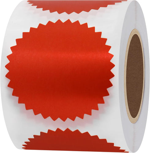 Hybsk 300pcs Bright Red Notary Seals, 2 Inch Embossing Stickers, Certificate Sealing Labels with Serrated Edge