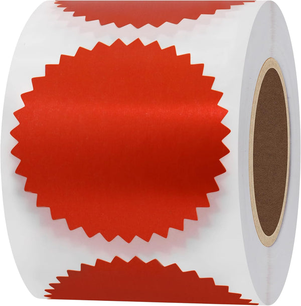 Hybsk 300pcs Bright Red Notary Seals, 2 Inch Embossing Stickers, Certificate Sealing Labels with Serrated Edge