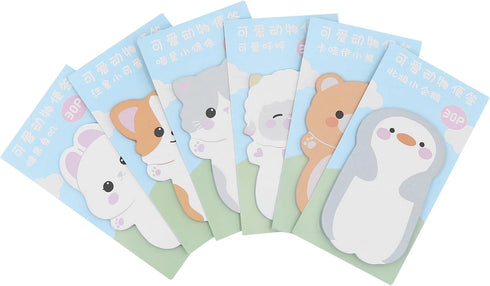 MINGSEECESS 6 Packs Cute Animal Cartoon Sticky Notes Self-Stick Memo Pad Sets for Pet Lovers Women Girls