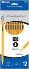 BAZIC Pencil #2 HB Pencils, Latex Free Eraser, Premium Wood Yellow Unsharpened Pencils for Exam School Office Sketching (12/Pack), 1-Pack by BAZIC Products