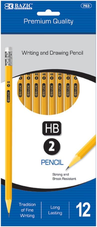 Premium Yellow Pencil BAZIC #2 (12/Pack) (Case of 24)