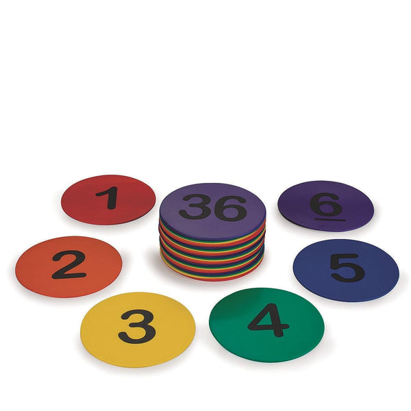 S&S Worldwide Spectrum 5" Numbered, Anti-Skid, Soft Round Vinyl Spot Markers for