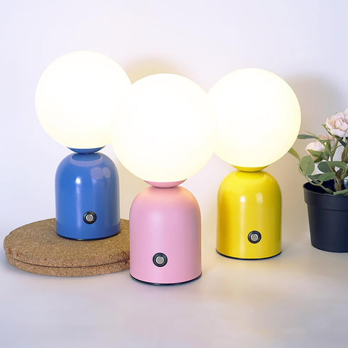 kvppvt Cute Macaron Color Rechargeable Night Light, Metal Base, Acrylic Round Lampshade, Adjust Light Color