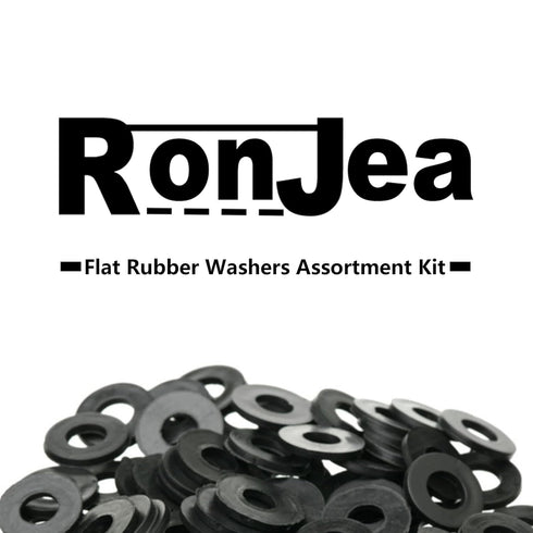 200 Pcs Flat Rubber Washers Assortment Kit: RonJea Black Rubber Flat Washer for Bolts, Faucets, and Plumbing