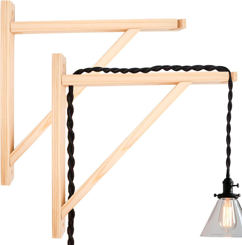 HingoFuni 4 Pack Wall Mount Natural Wood Bracket Solid Bracket Shelf Supports Kits