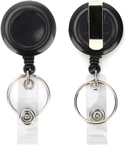 YOUOWO 2 Pack Lanyard with ID Badge Holder, Retractable Lanyard Black with Card Holders, Waterproof