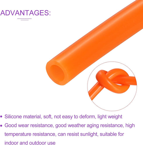 DMiotech 5/32" ID 1/4" OD 10 Feet Orange Silicone Tube, Industrial Tubing for Water Air Pump