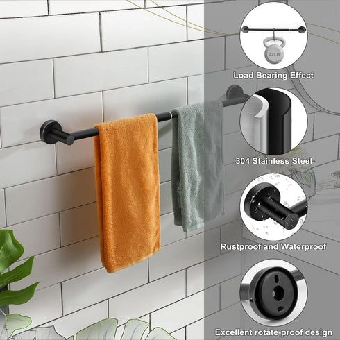 Holder(13.18inch-24inch) Accessories(1Pack,Black) MGahyi Towel Racks for Bathroom-Adjustable Towel Sturdy and Rustproof