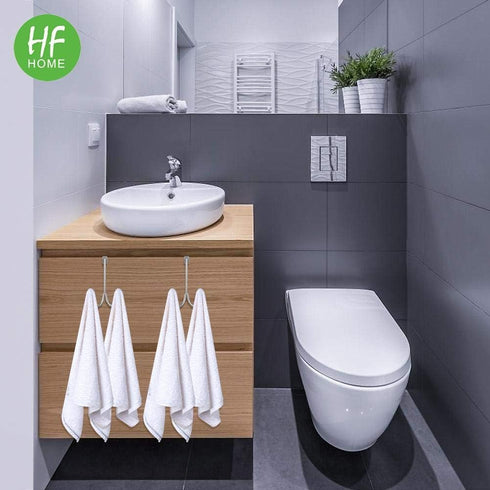 HFHOME 2 Packs Over The Door Double Hanger Hooks, Metal Twin Hooks Organizer for Coats, Hats, Towels - Silver