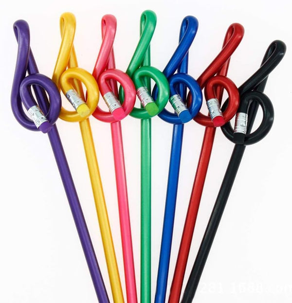 Treble Clef Pencil Set, 7pcs Cartoon Musical Note Shape Pencils for Writing, Drawing, Sketching, Non-toxic with Eraser