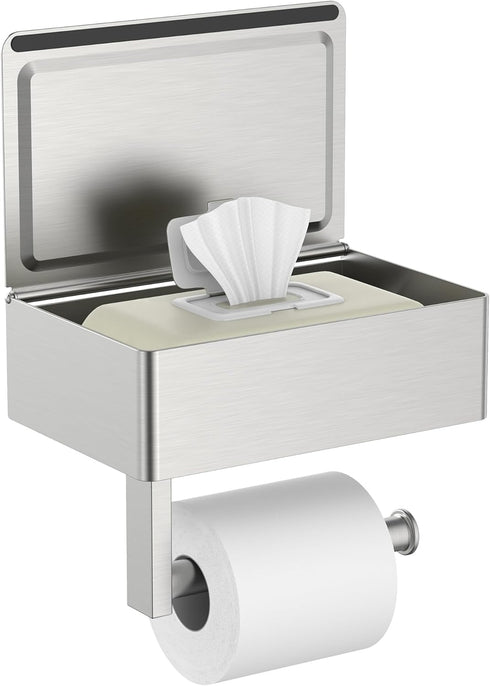 FORIOUS Toilet Paper Holder with Shelf, Sanitary Napkin Receptacle Tampon Holder, Wall