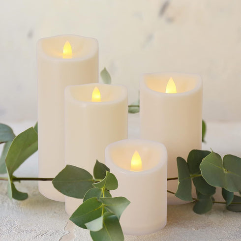 3" 4" x Single Flickering Flameless Candles with Remote and Timers, Waterproof Outdoor Indoor Battery Operated LED
