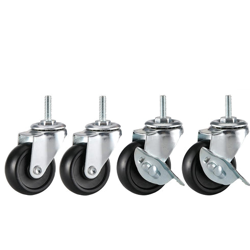 Pusalxl 2 inch,Casters Set 4,Castor 1/4,5/16,3/8 inch of Wheels Threaded Stem,Wheel for Wire Shelving Racks,Leveling
