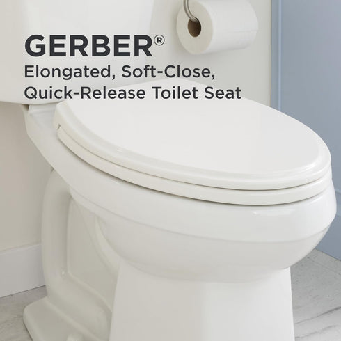 GC550130 Gerber Soft-Close Elongated Toilet Seat with Two Button Quick-Release, Top-Mount Installation, Non-Slip