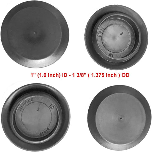 Caplugs Flush Mount Black Plastic & Metal Body Hole Plugs, 1 Inch, Pack of 10